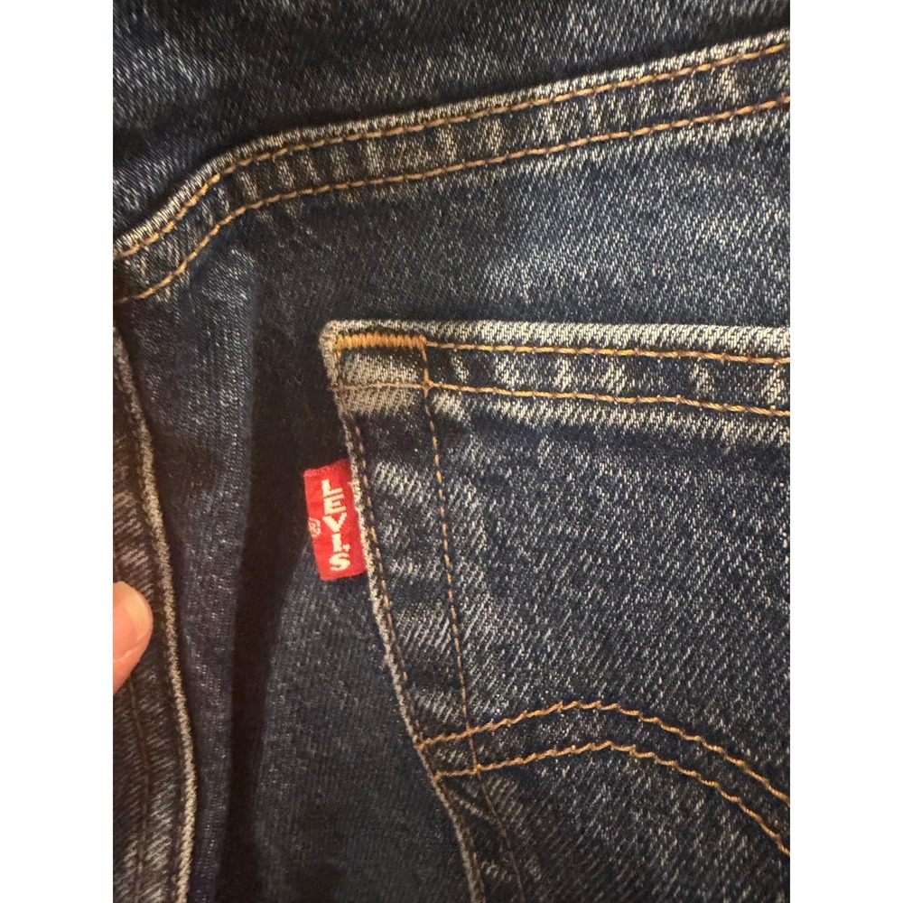 Levis Premium Wedgie Straight Jeans Dark Wash Raw Hem Button Fly Size 29